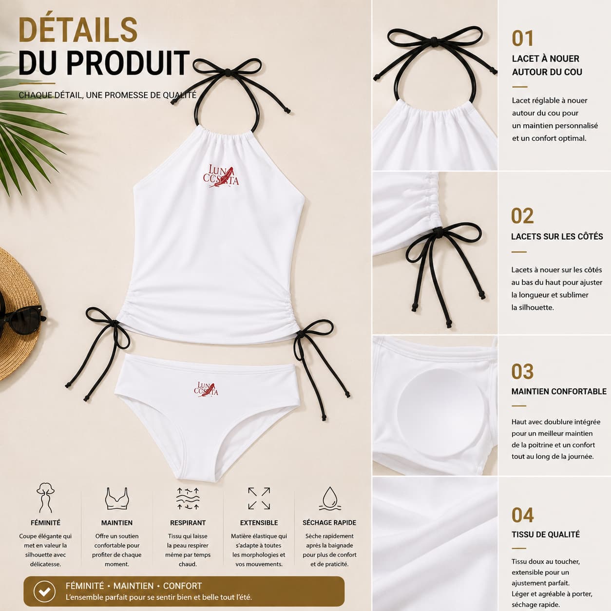 Bikini sexy femme à bretelles – Silhouette sublimée & confort estival
