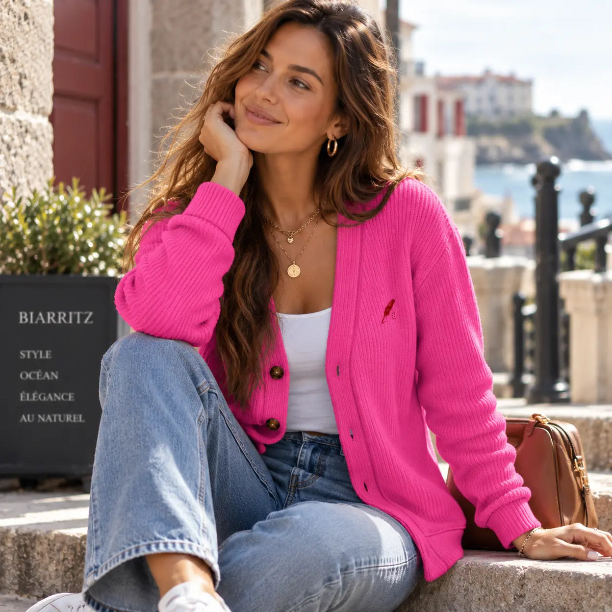 Cardigan boutonné en maille pour femme – Élégance, confort & style décontracté