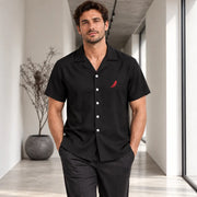 Chemise manches courtes en polyester pour homme – Élégance décontractée & confort