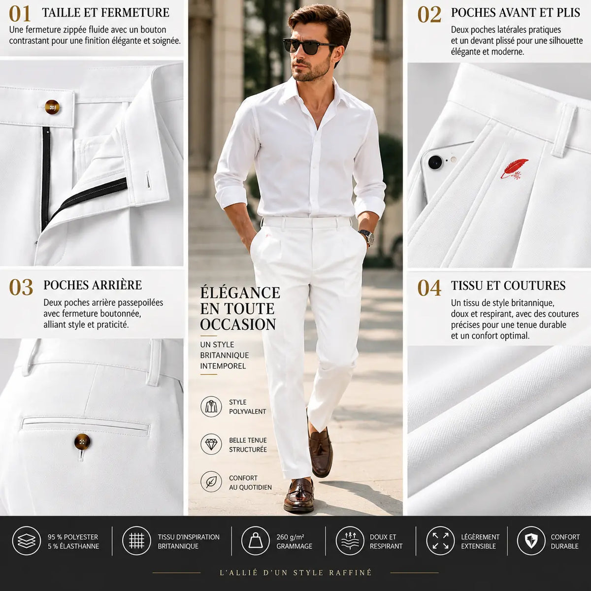 Pantalon habillé pour homme – Élégance, confort & coupe structurée