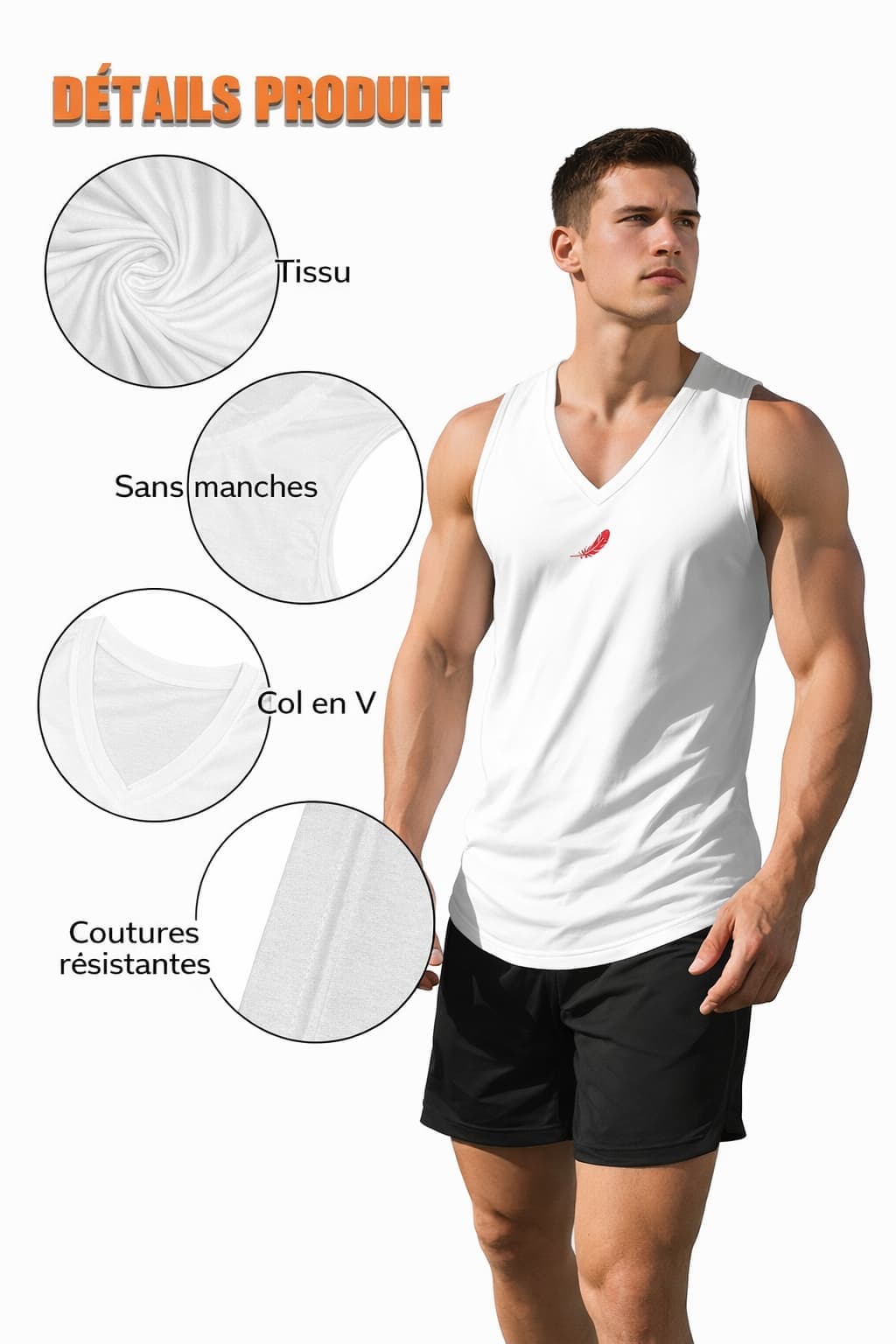 Débardeur homme col V – Confort, légèreté & style moderne