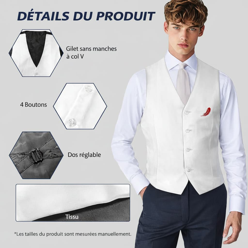 Gilet de costume sans manches pour homme en polyester – Élégance & confort ajusté