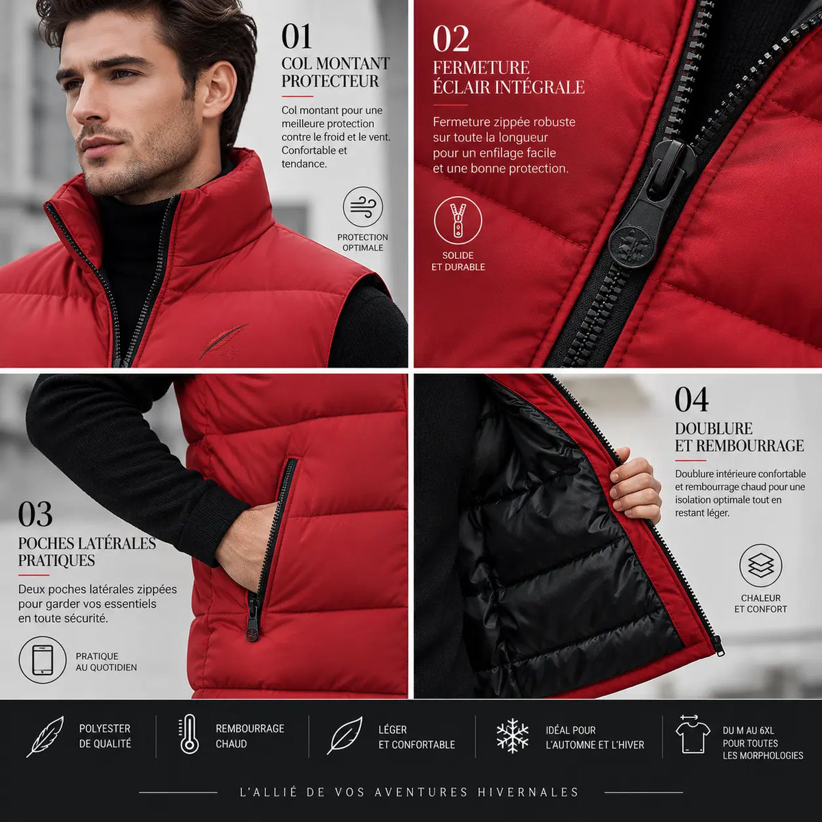 Doudoune sans manches légère pour homme – Chaleur, confort & style outdoor