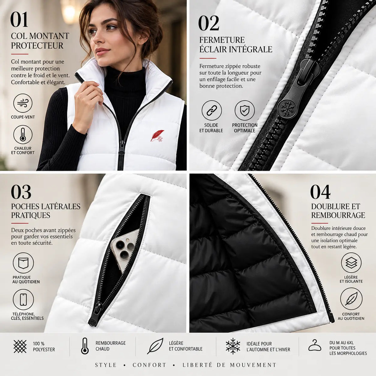 Doudoune sans manches légère pour femme – Chaleur, confort & style outdoor