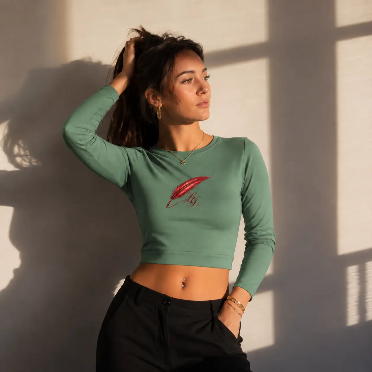 Crop top dos nu à manches longues pour femme – Féminité, confort & style