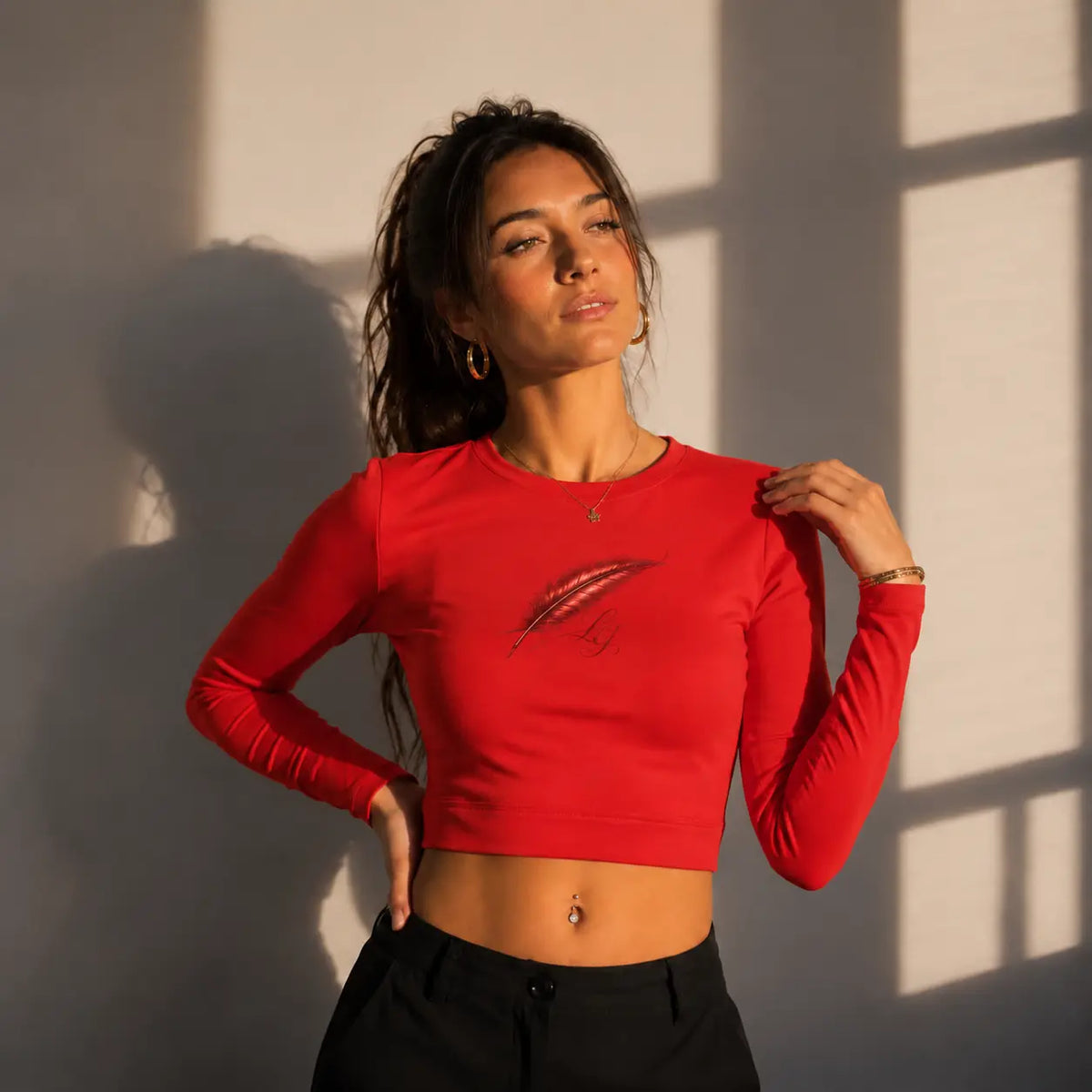 Crop top dos nu à manches longues pour femme – Féminité, confort & style