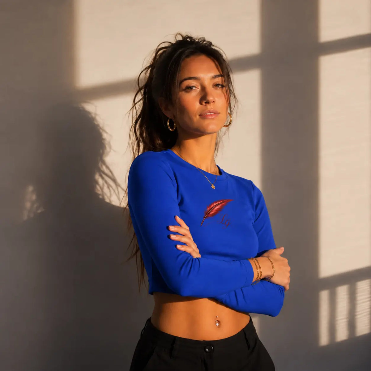 Crop top dos nu à manches longues pour femme – Féminité, confort & style