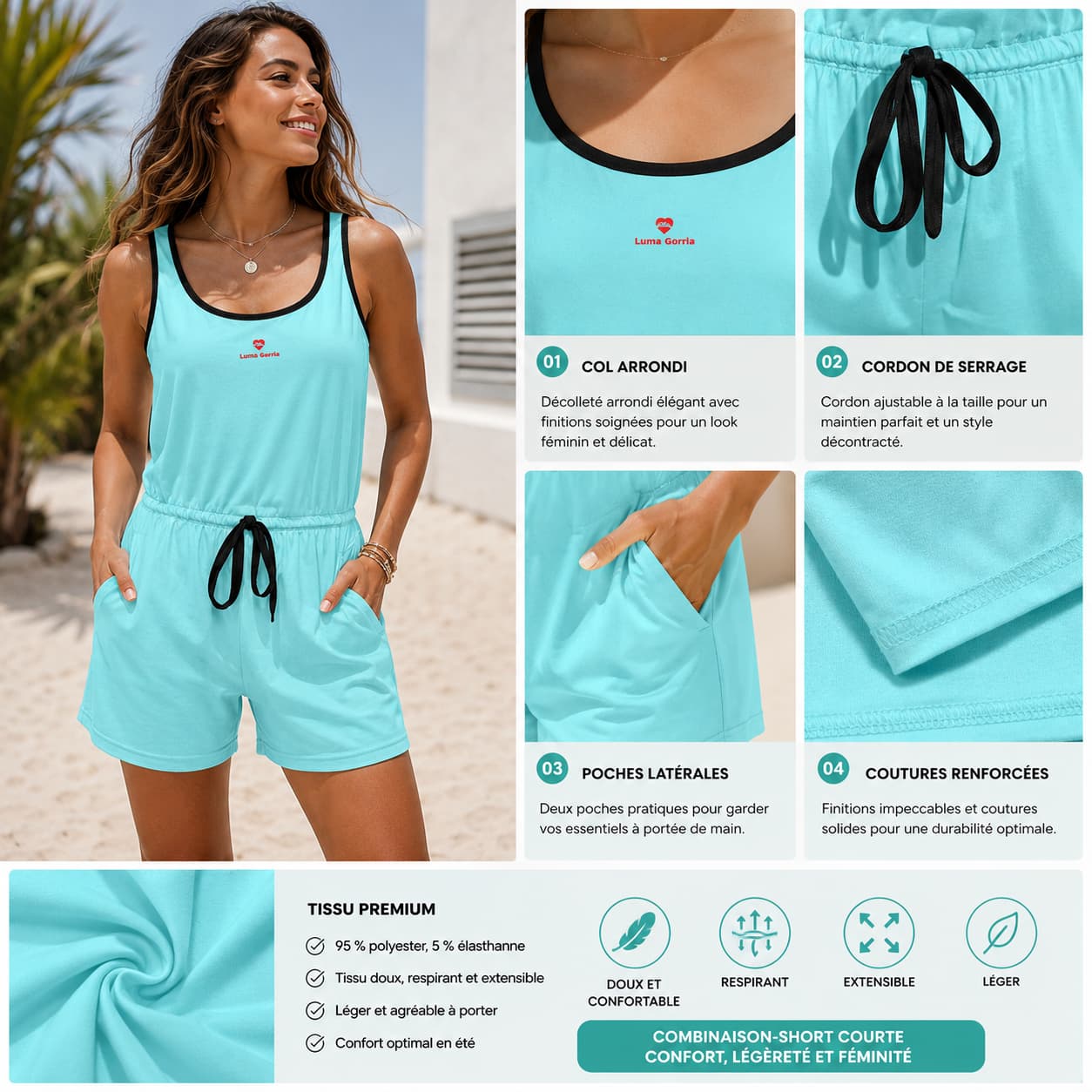 Combinaison short femme – Légère, confortable & estivale