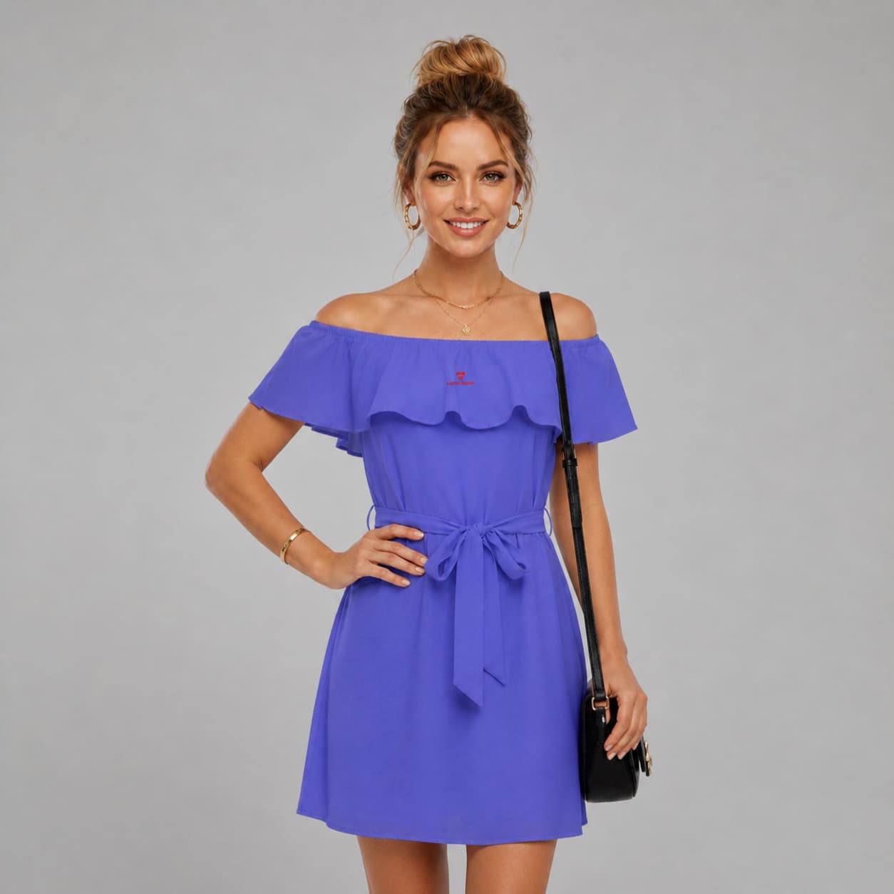 Robe à épaules dénudées avec volants pour femme – Élégance légère & style tendance