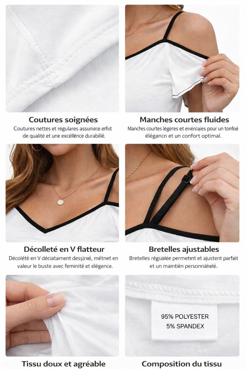 Haut femme à bretelles en mousseline – Élégance fluide & style tendance
