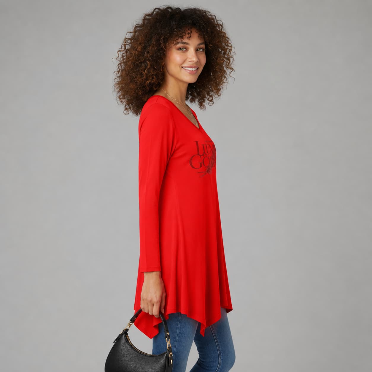 Tunique femme col V asymétrique manches longues – Élégance moderne & confort