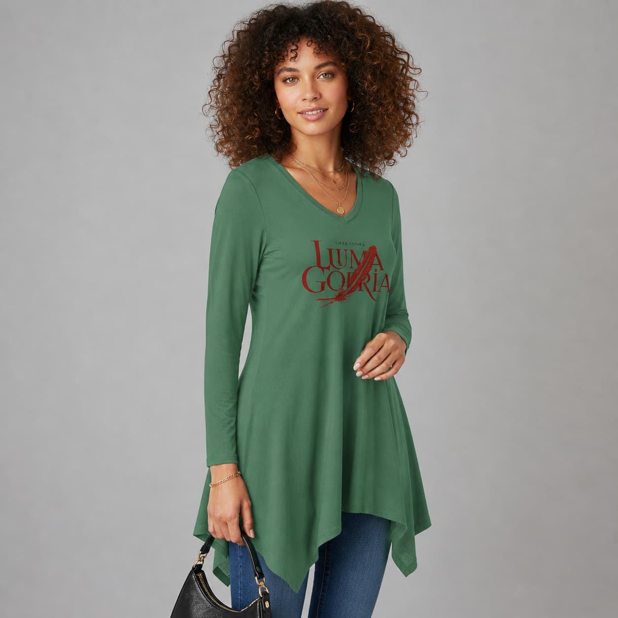 Tunique femme col V asymétrique manches longues – Élégance moderne & confort