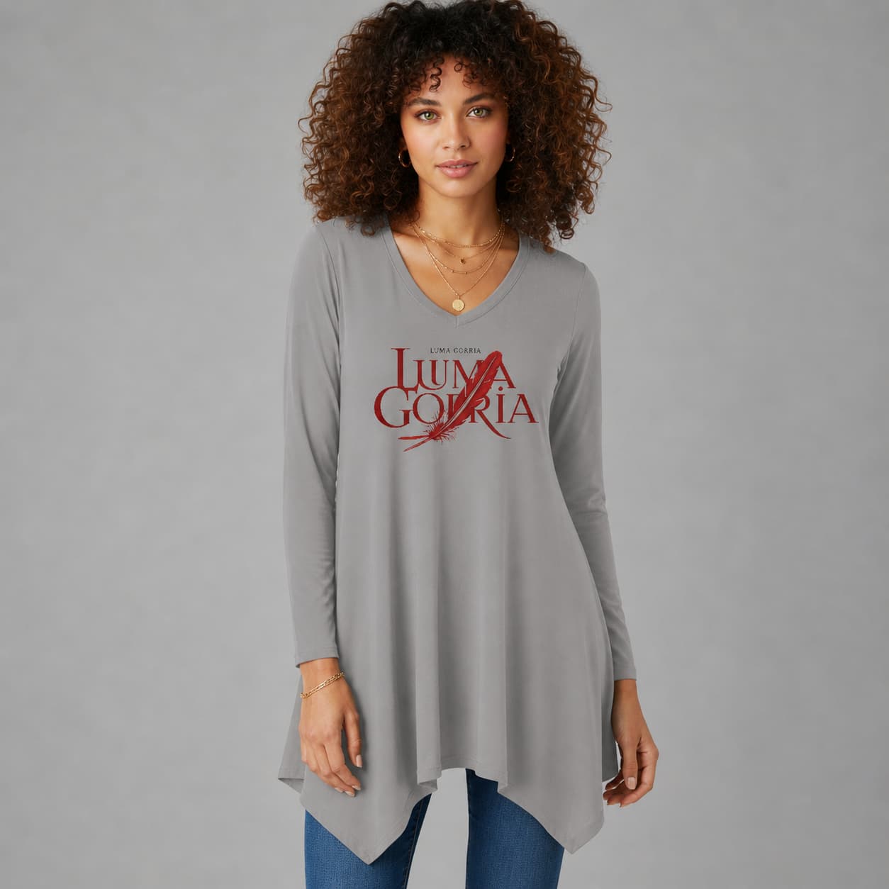 Tunique femme col V asymétrique manches longues – Élégance moderne & confort