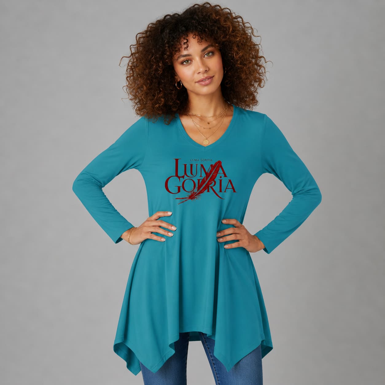 Tunique femme col V asymétrique manches longues – Élégance moderne & confort