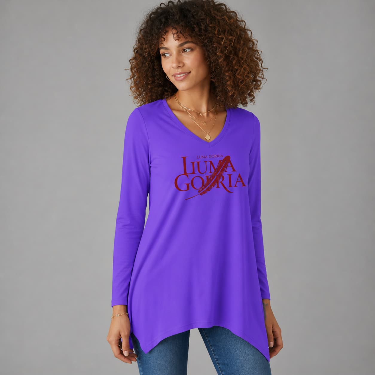 Tunique femme col V asymétrique manches longues – Élégance moderne & confort