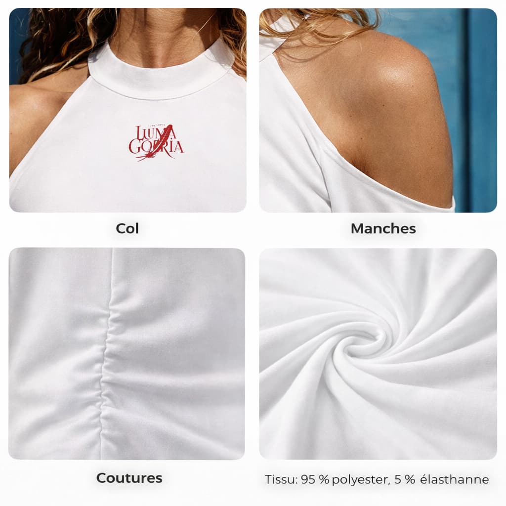 Sweat-shirt femme à col montant épaules dénudées – Style tendance & confort