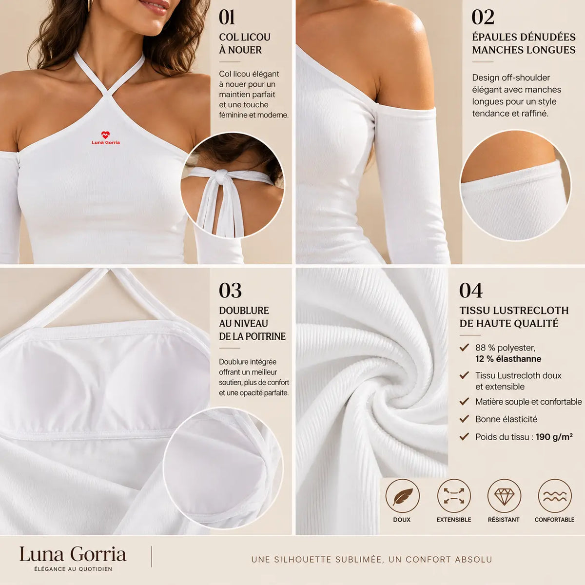Robe femme dos-nu à col licou et épaules dénudées – Féminité, élégance