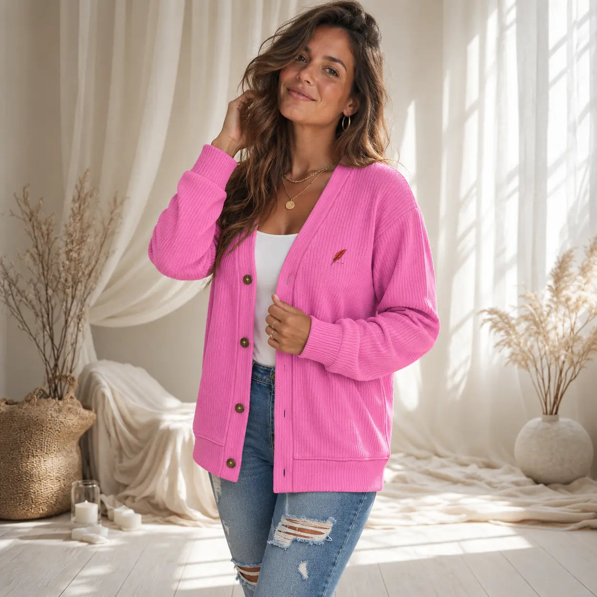 Gilet cardigan boutonné femme en maille – Élégance & confort au quotidien