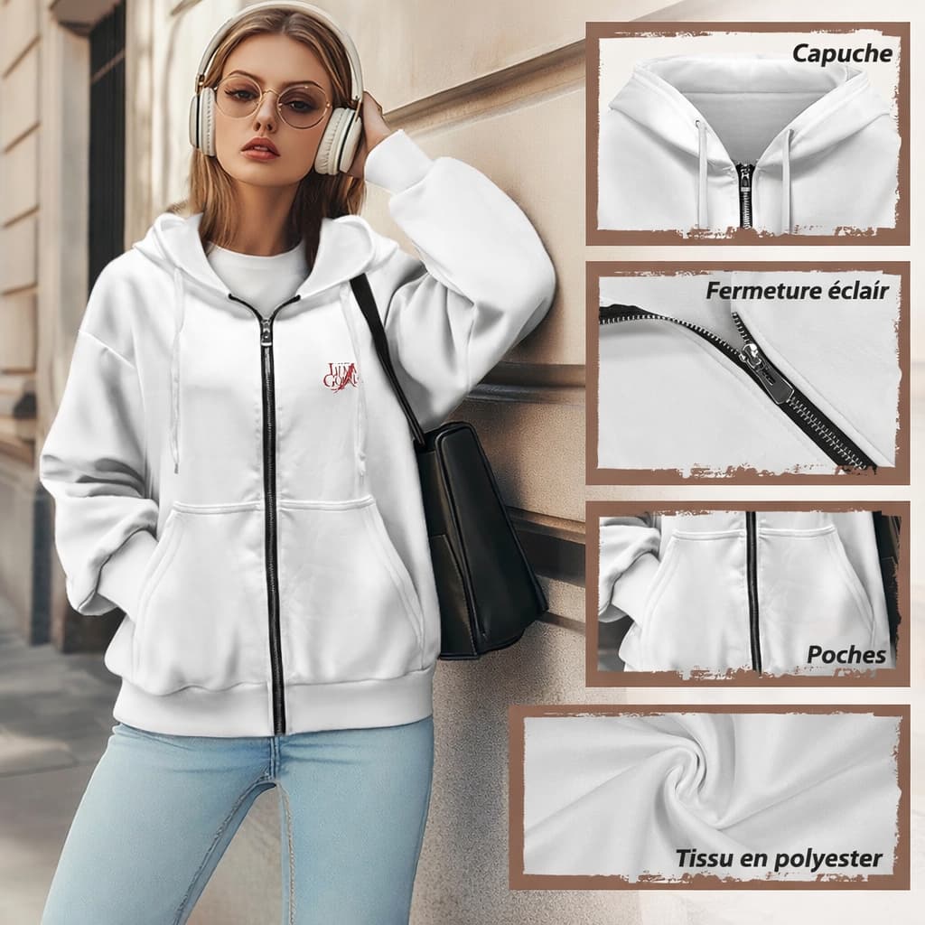 Sweat-shirt ample zippé pour femme – Confort &amp; style décontracté