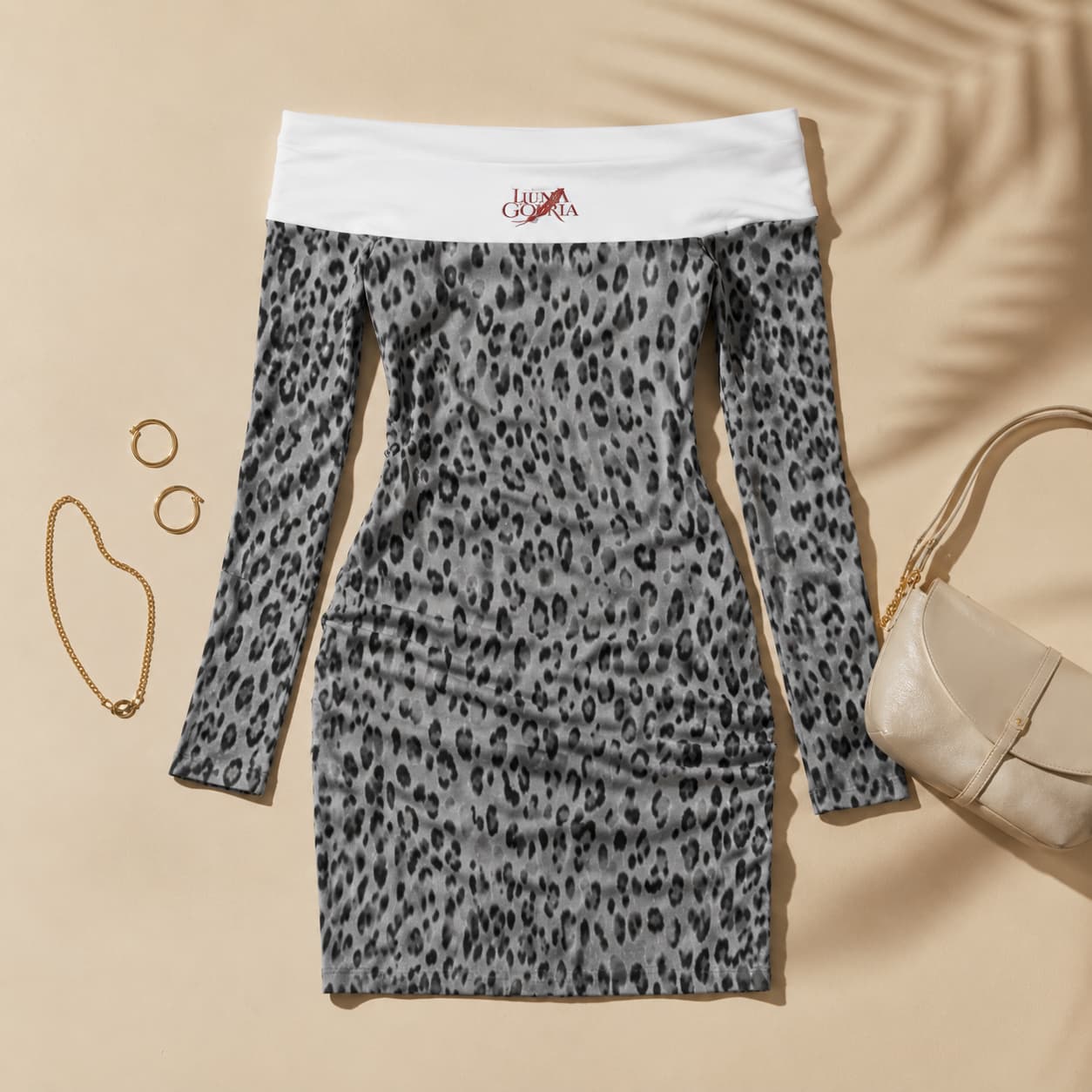 Robe midi moulante épaule dénudée manches longues – Glamour & élégance