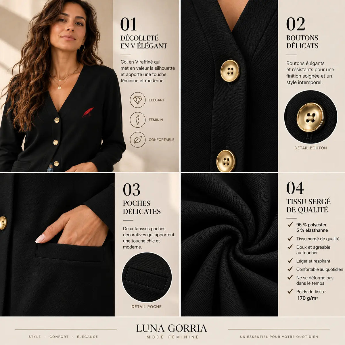 Cardigan fin à manches longues pour femme – Léger, élégant & confortable