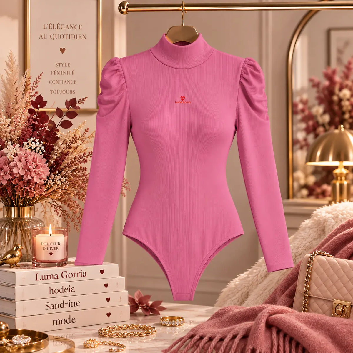 Body femme col roulé à manches bouffantes – Élégance, confort & féminité