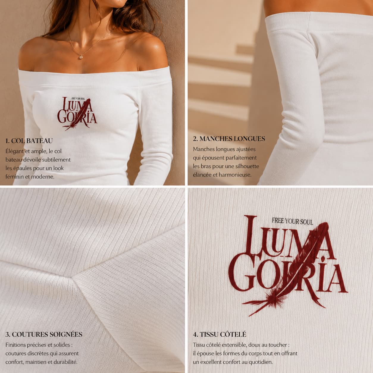 Robe midi moulante épaule dénudée manches longues – Glamour & élégance