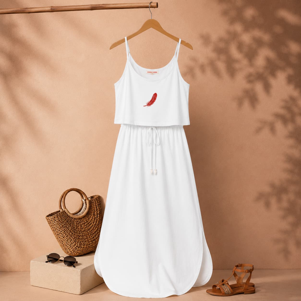 Robe midi décontractée à fines bretelles pour femme – Fluidité & style estival
