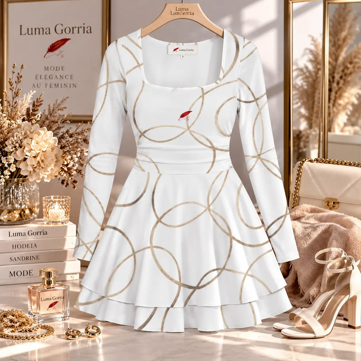 Robe courte à col carré et volants pour femme – Féminité, élégance & confort