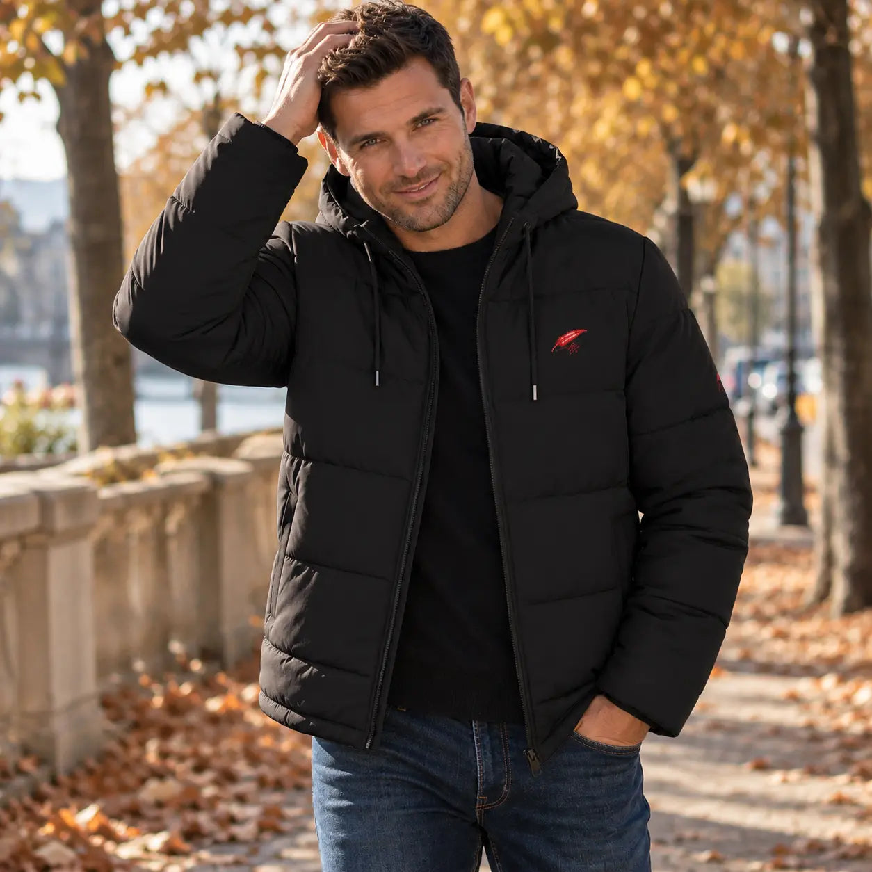 Doudoune chaude matelassée à capuche pour homme – Protection, chaleur & confort