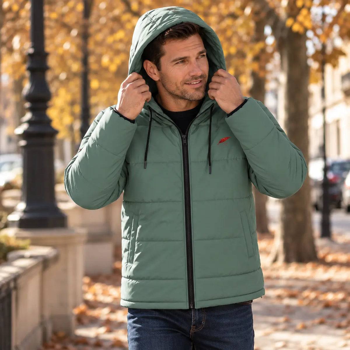 Doudoune chaude matelassée à capuche pour homme – Protection, chaleur & confort