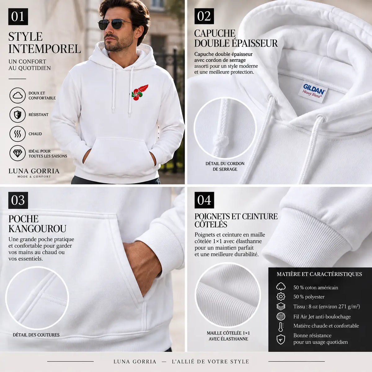 Sweat à capuche  pour homme – Coton, chaleur & confort