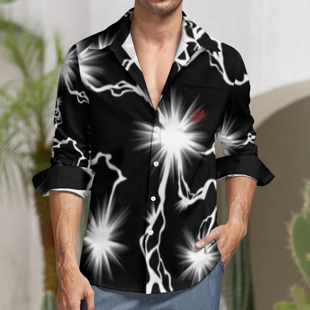 Chemise manches longues velours pêche porté de face colorie noir