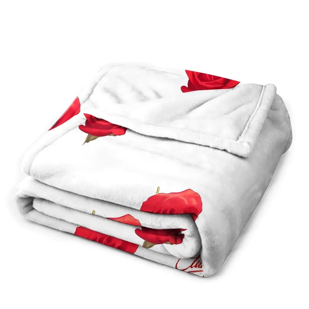 Couverture en Flanelle Ultra Douce – pliée colorie blanc fleurie