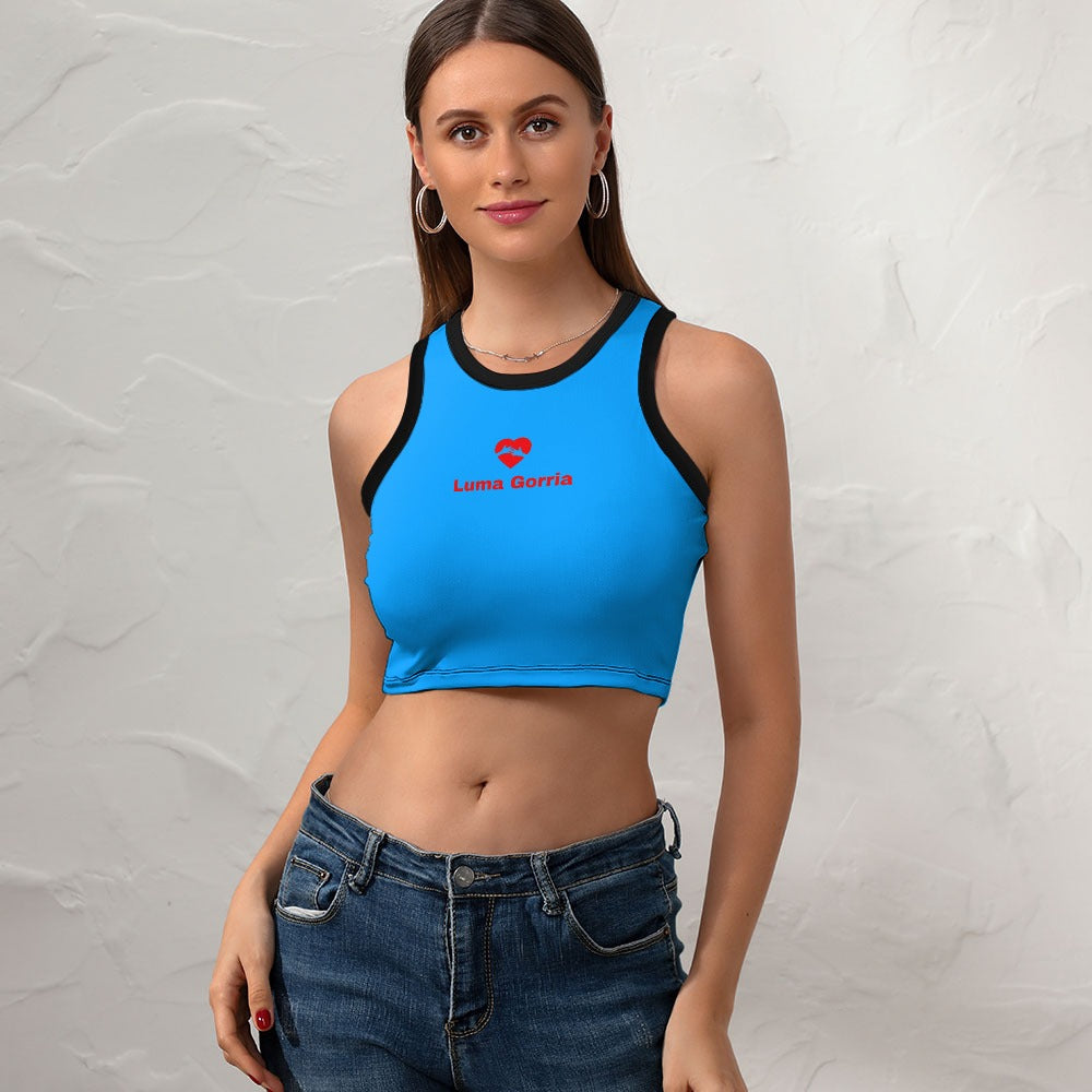Crop Top Femme – de face_Colorie bleu