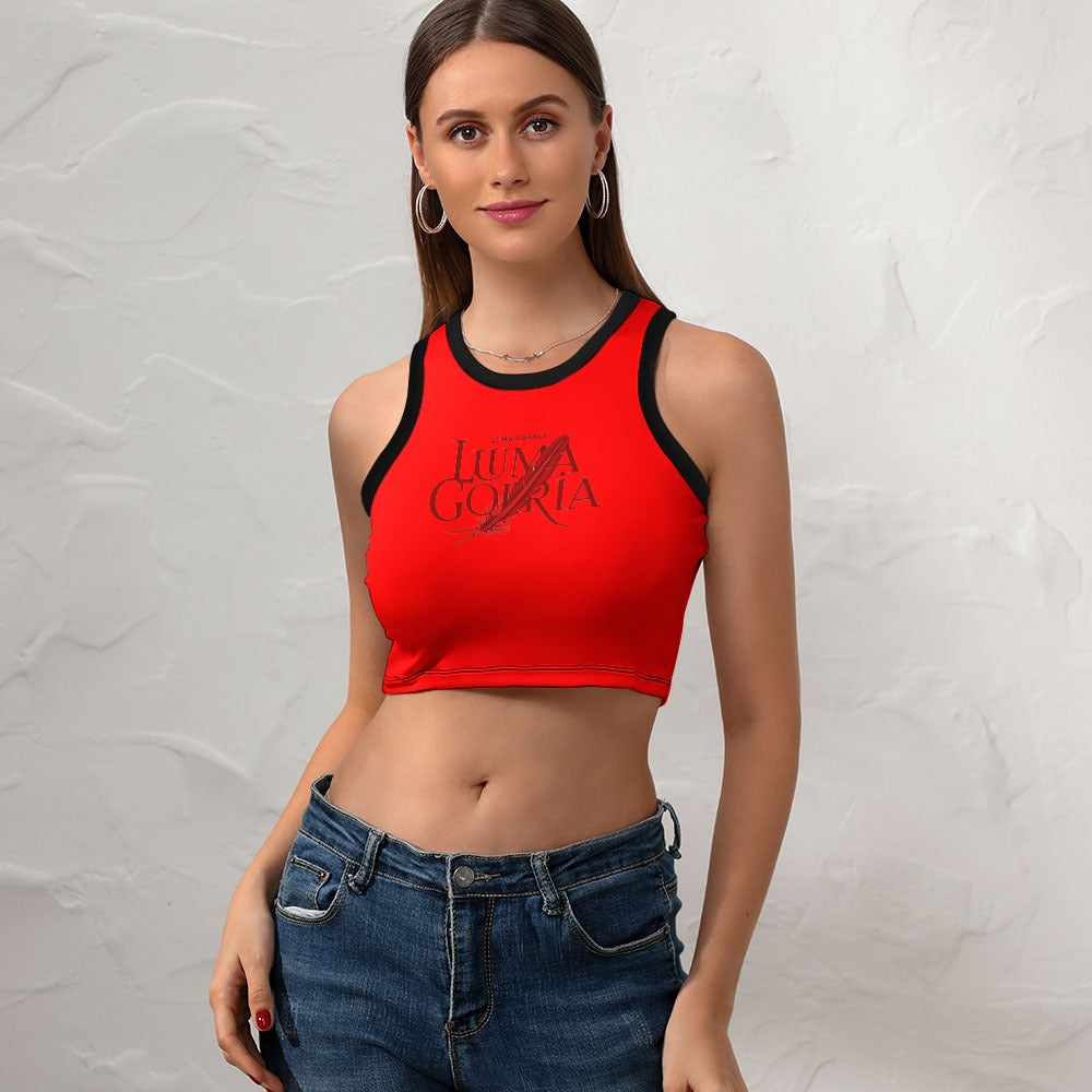 Crop Top Femme – de face-Colorie rouge