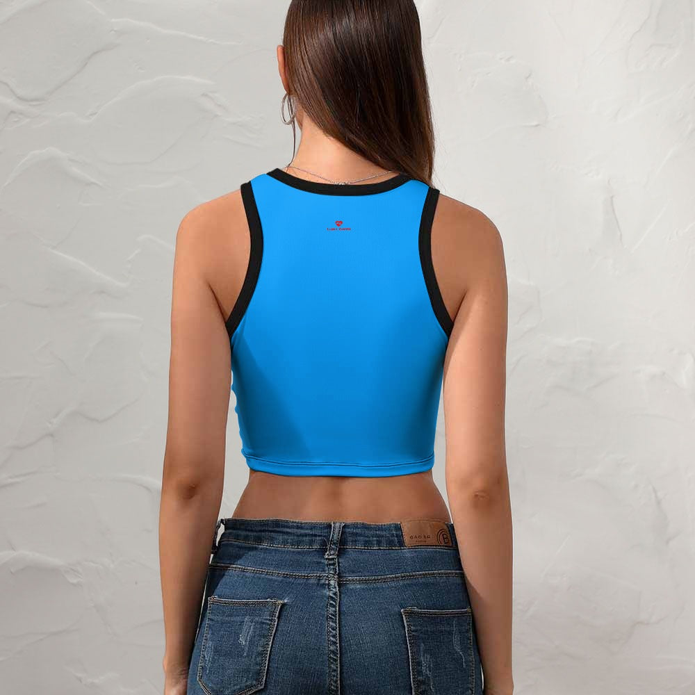 Crop-Top Femme – de dos-Colorie bleu