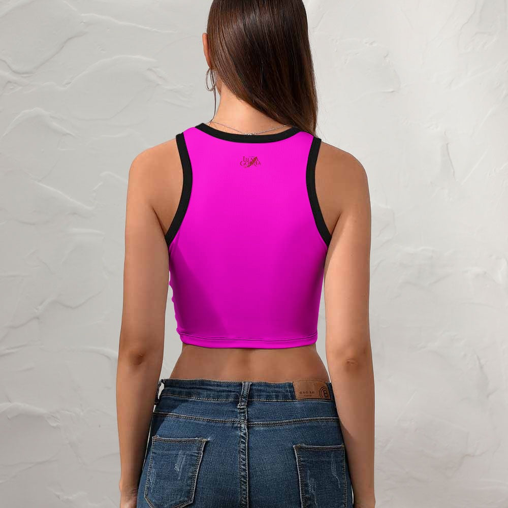 Crop-Top Femme – de dos-Colorie rose