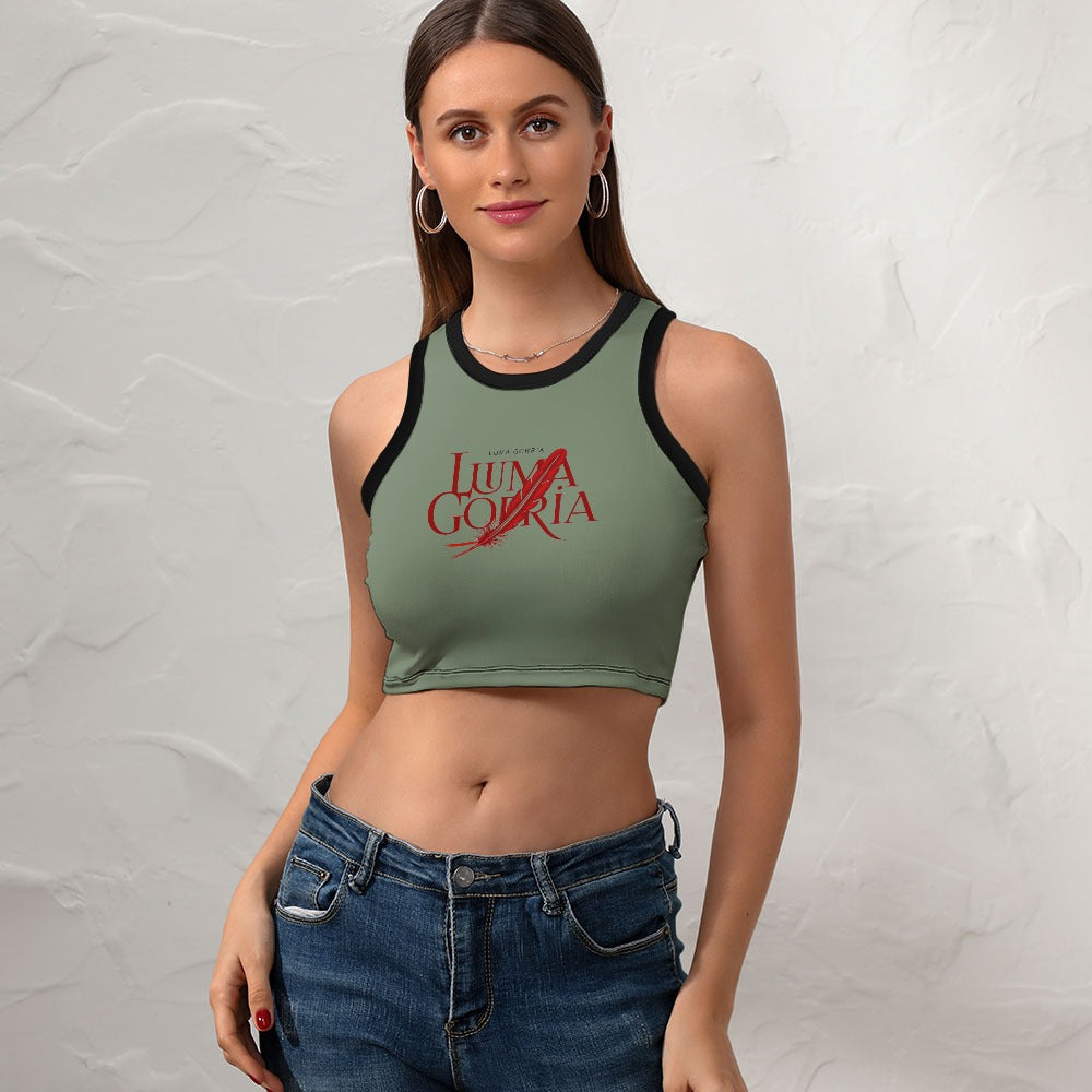 Crop Top Femme – de face-Colorie vert kaki