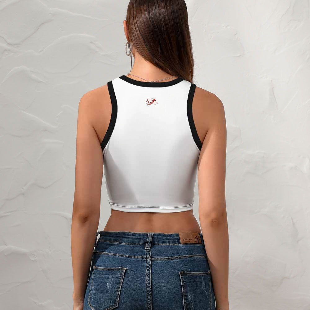 Crop-Top Femme – de dos-Colorie blanc