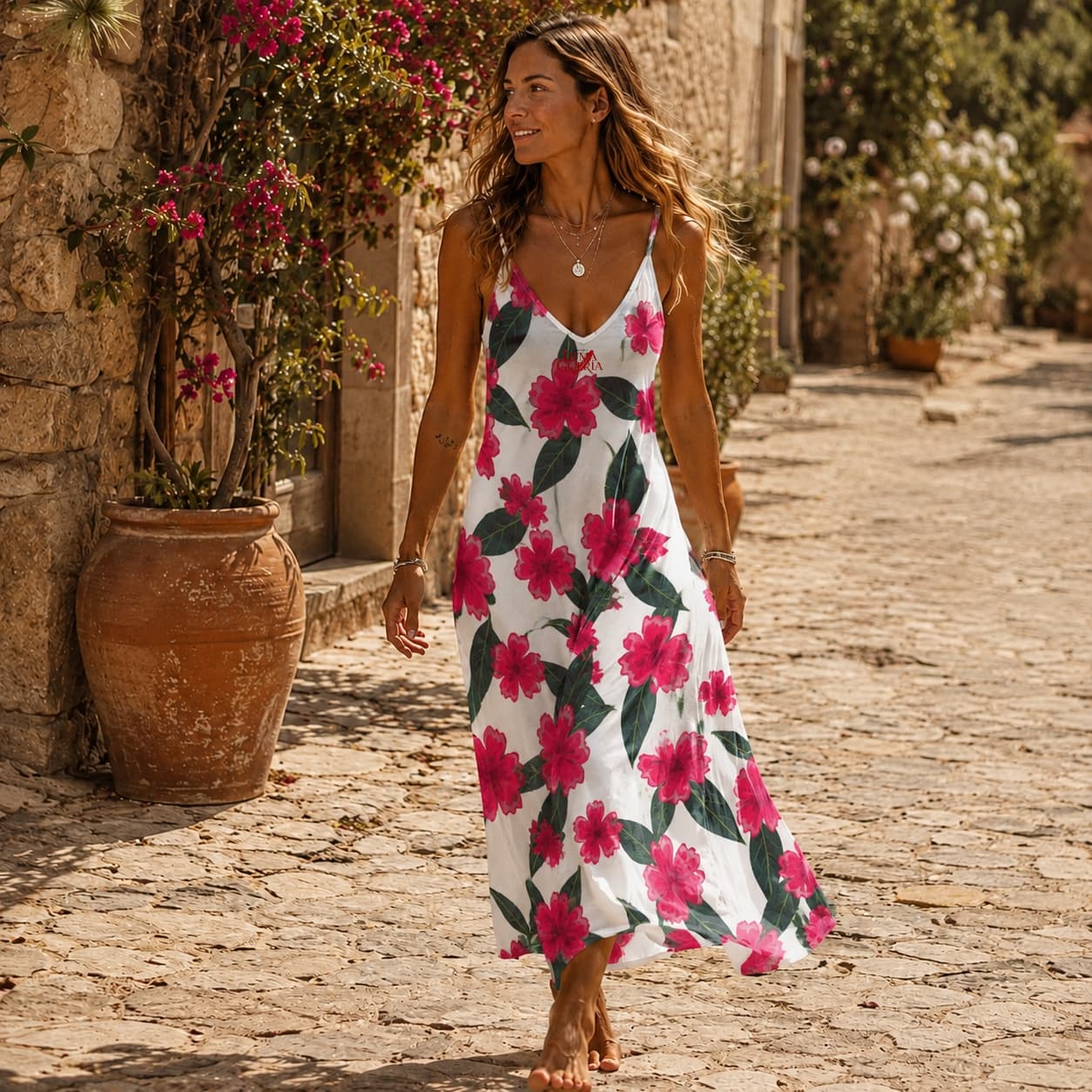 Robe longue avec motif femme élégante et tendance – Coupe fluide & confortable