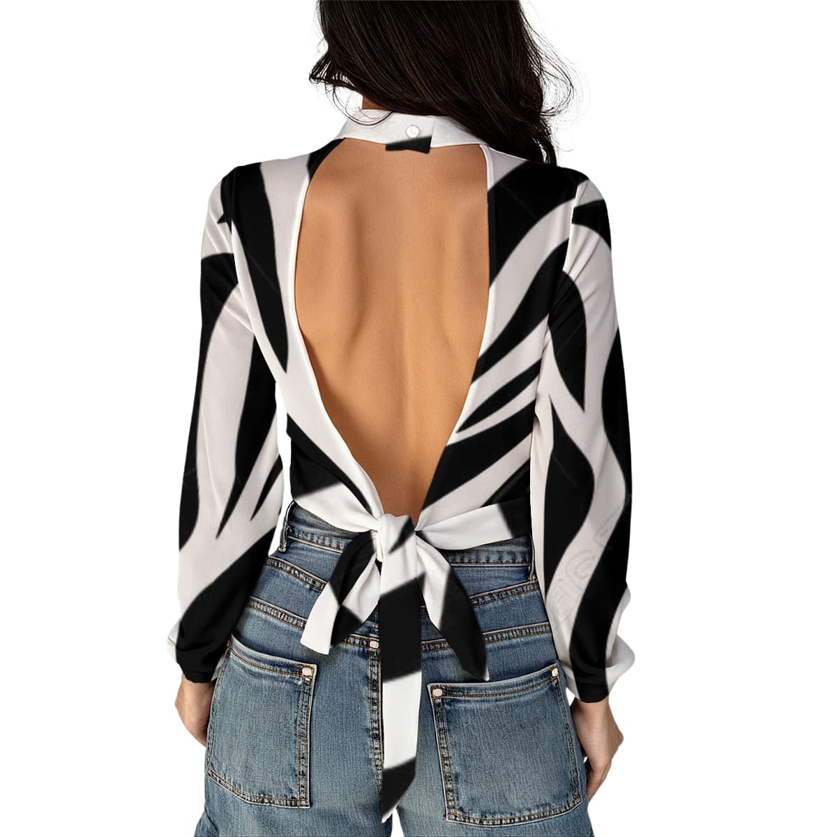 Haut dos nu à motifs pour femme – Crop top licou tendance