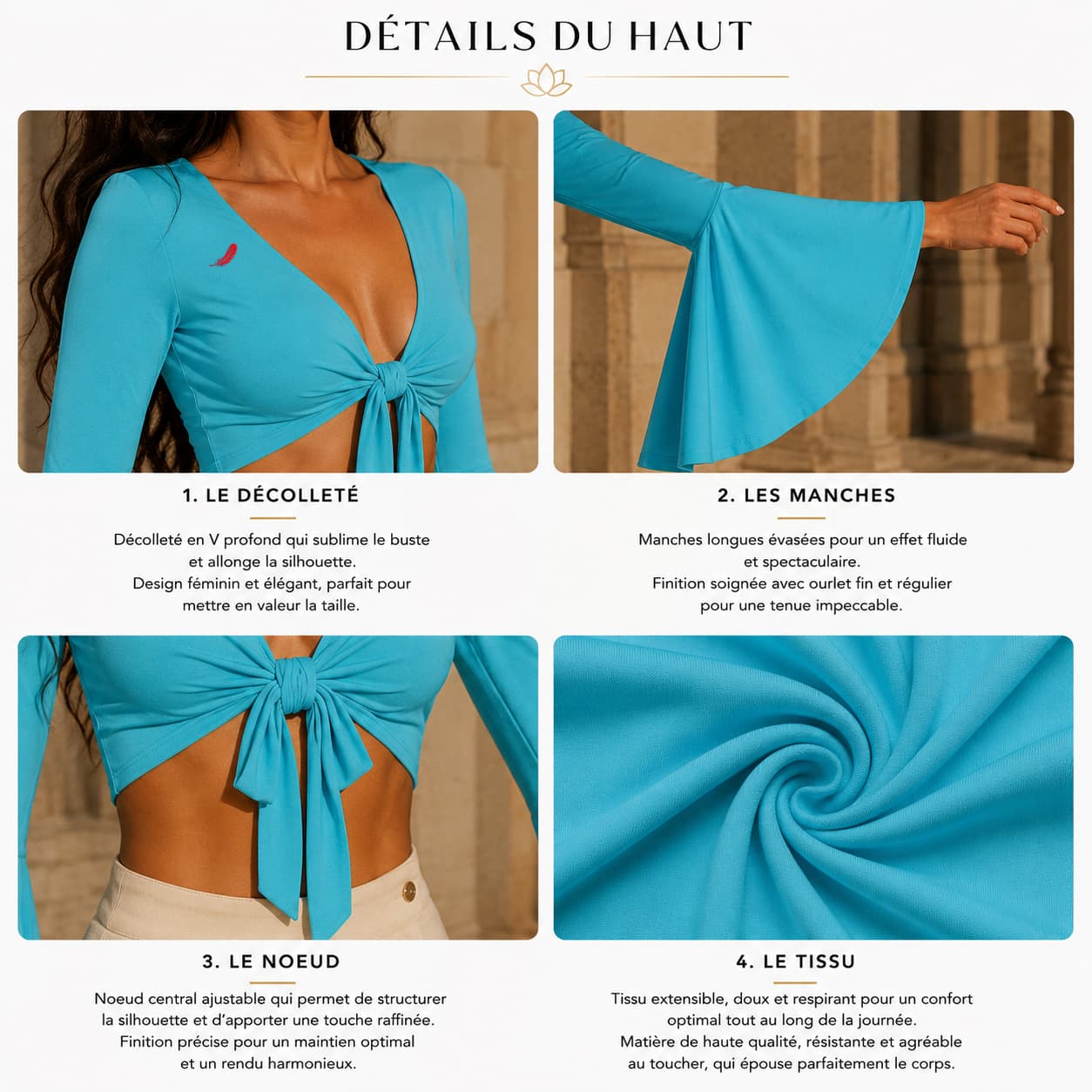 Haut femme manches évasées – Élégance, confort & style romantique