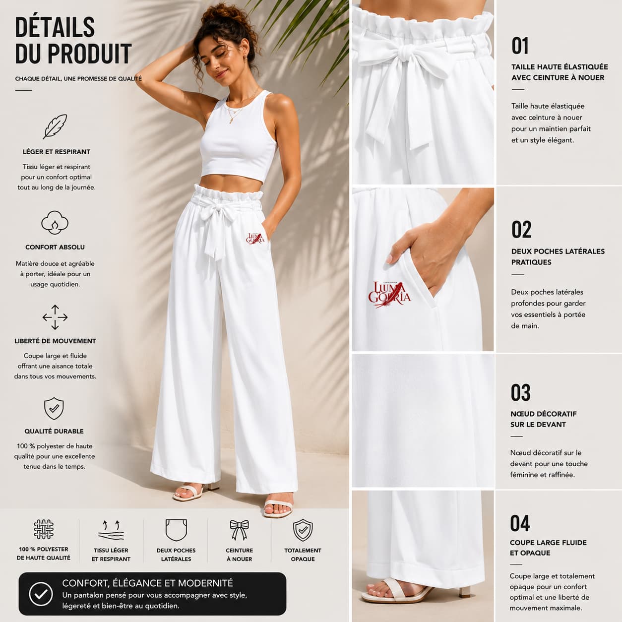 Pantalon large femme avec ceinture – Élégance, confort & liberté de mouvement