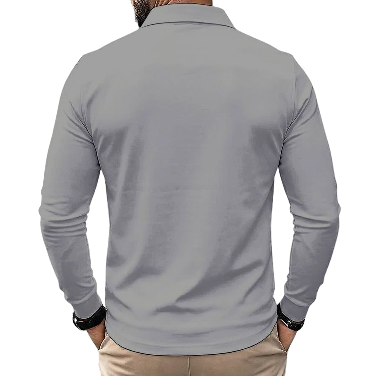 Polo homme manches longues en éponge – Confort & style décontracté