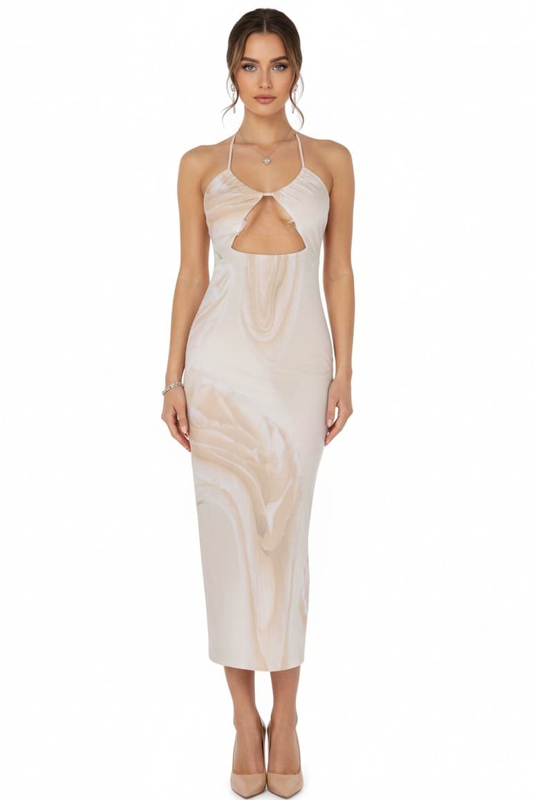 Robe longue sexy à bretelles décolleté plongeant – Élégance & silhouette sublimée
