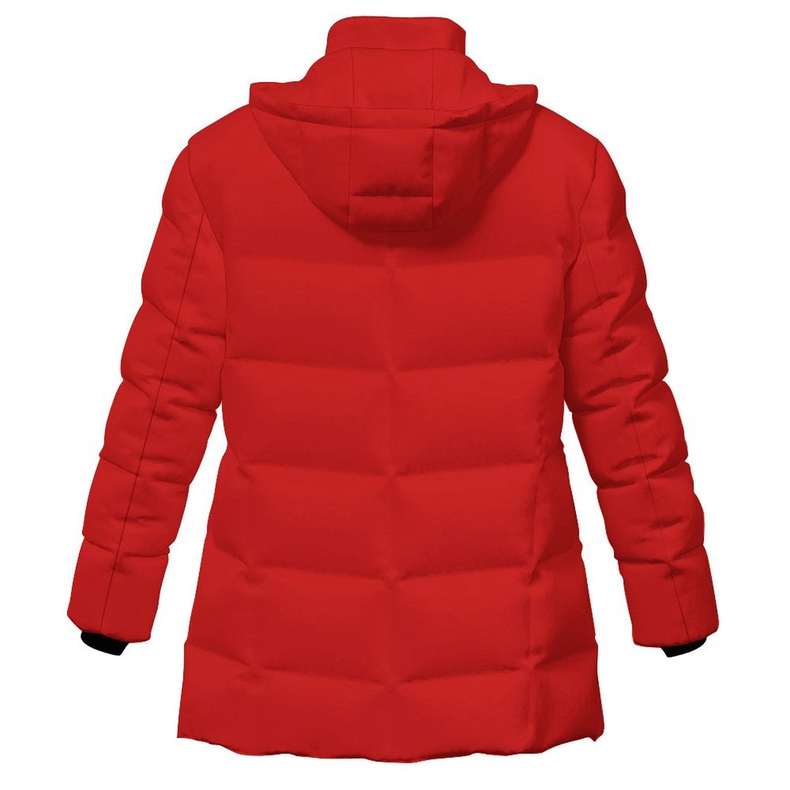 Doudoune à capuche femme zippée confortable et moderne non porter de dos colorie rouge