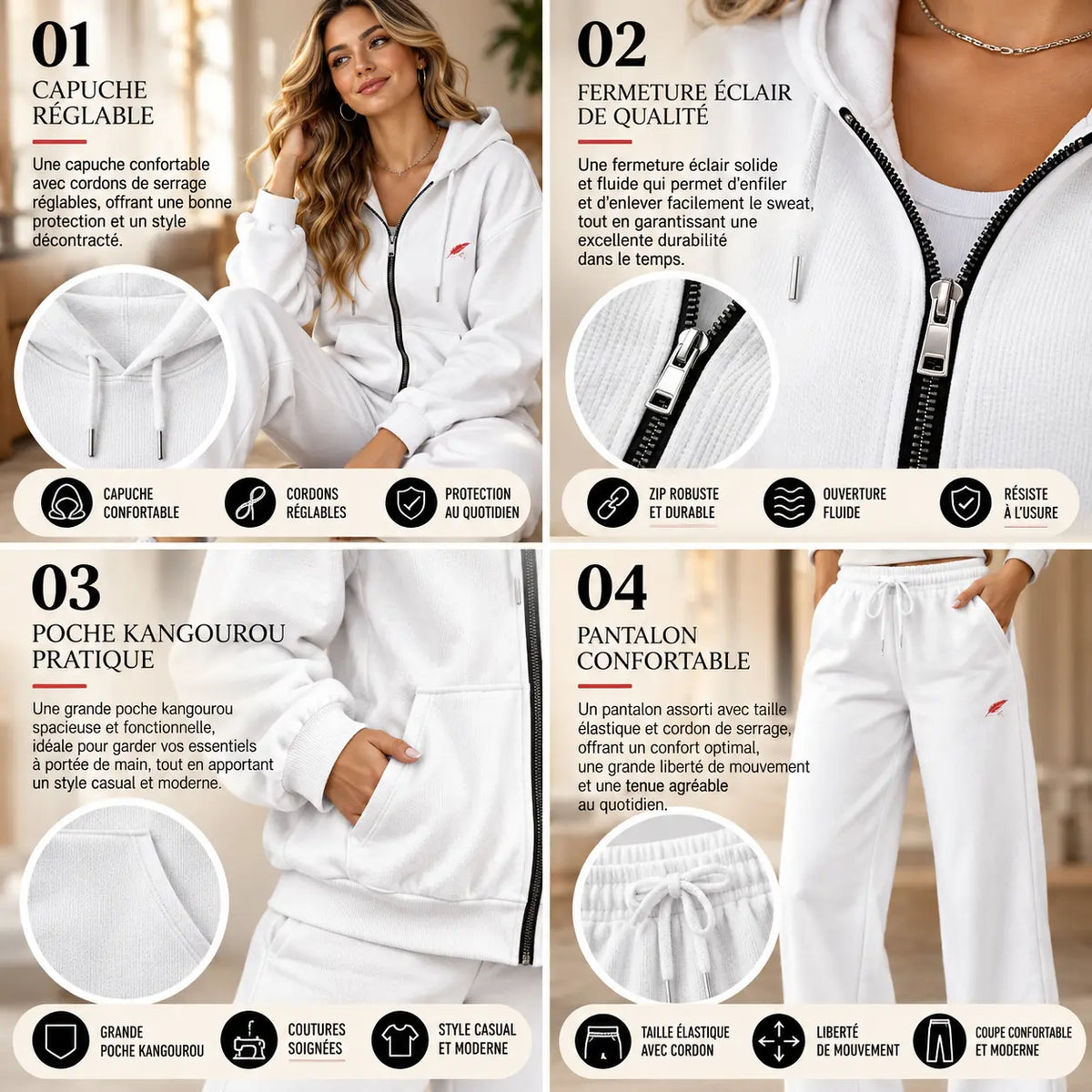 Ensemble sweat à capuche et pantalon pour femme – Confort & style coordonné
