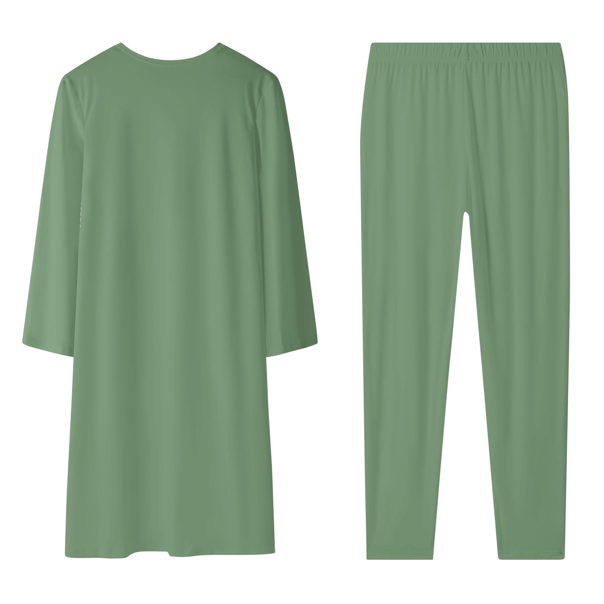Ensemble femme – Cardigan long & legging non porté de dos vert