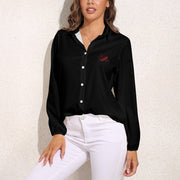 Haut chemise à manches longues porté de face colorie noir